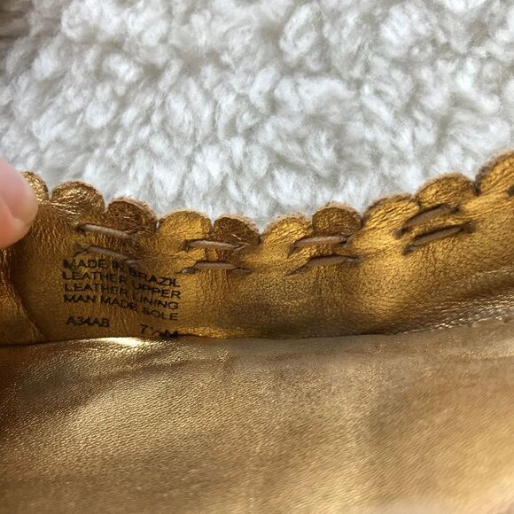 Tory Burch 7.5 Gold Romy Cap Toe Ballet Flat Bow - Picture 7 of 8